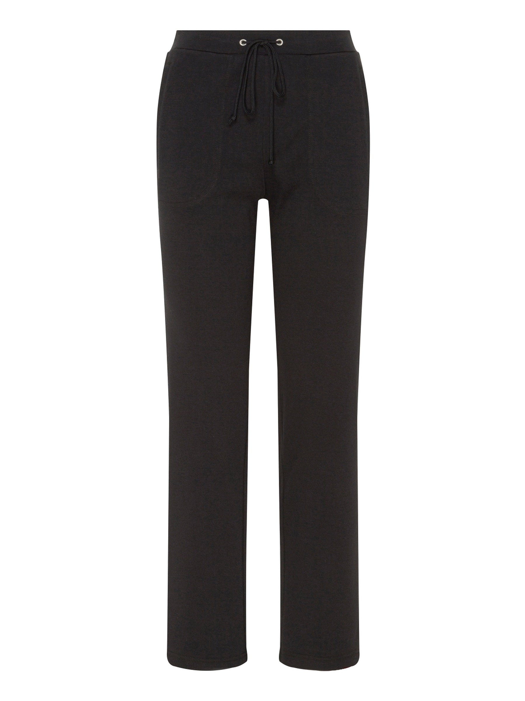 Schwarze joggpants sportiv stay fresh mit geradem bein, kordelbund und metallösen von hajo mode