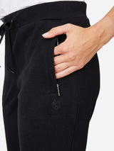 Schwarze Jogginghosen mit Kordelbund und Reißverschlussdetail.