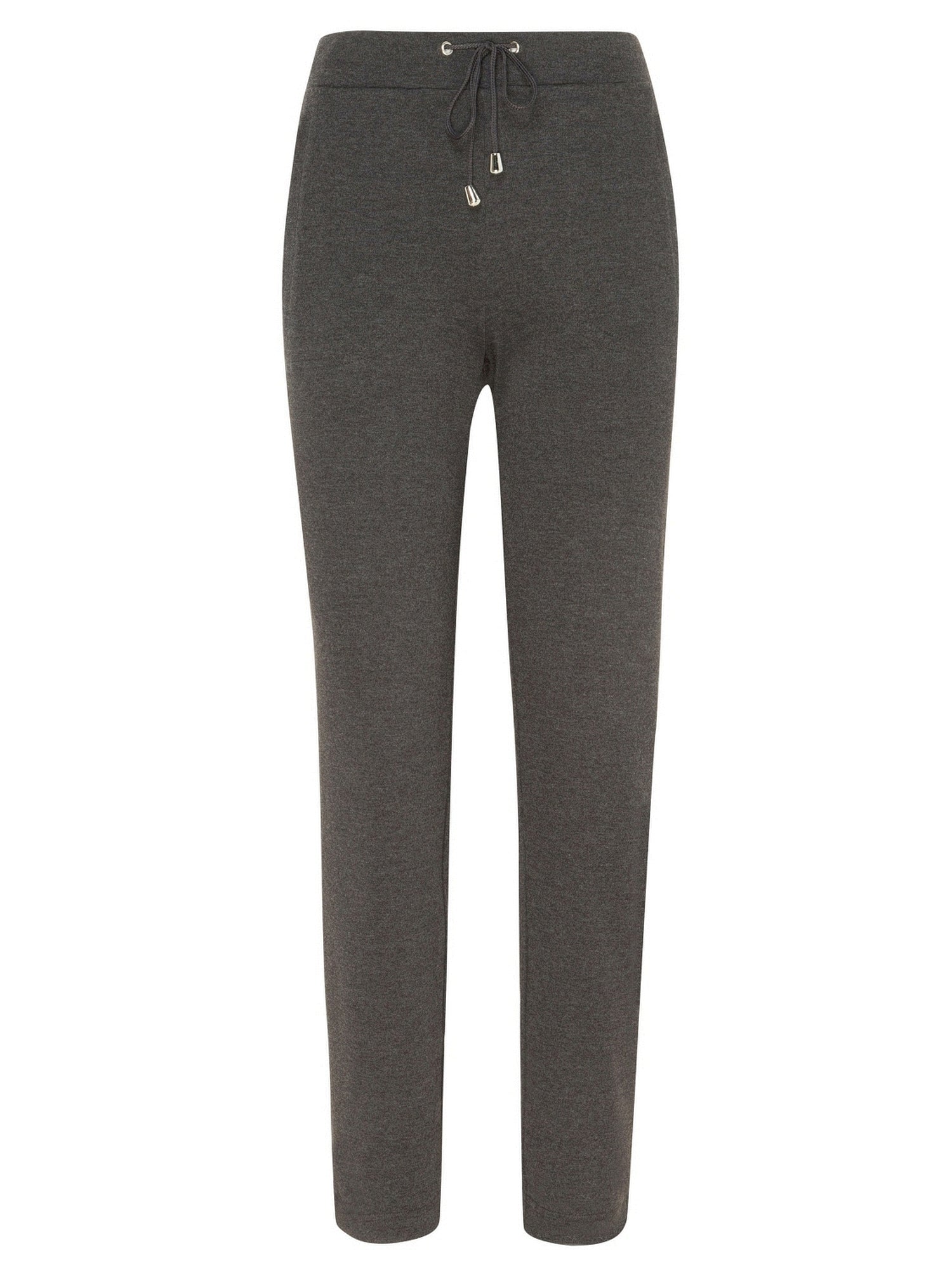 Kohle-graue Slim-Fit-Hosen mit Kordelbund und Taschen-Detail.