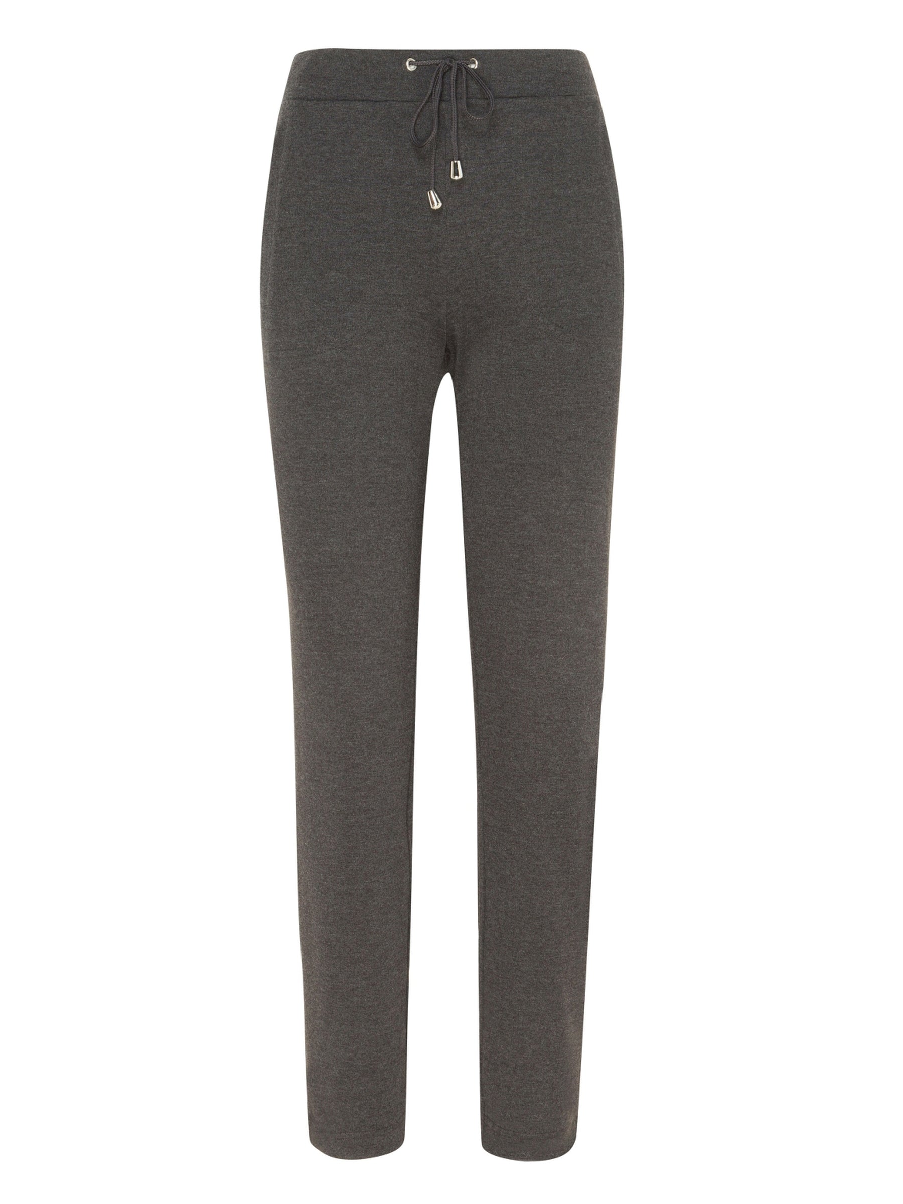 Dunkelgraue heathered joggpants sportiv mit kordelzugbund und silbernen metallenden von hajo mode sportiv stay fresh