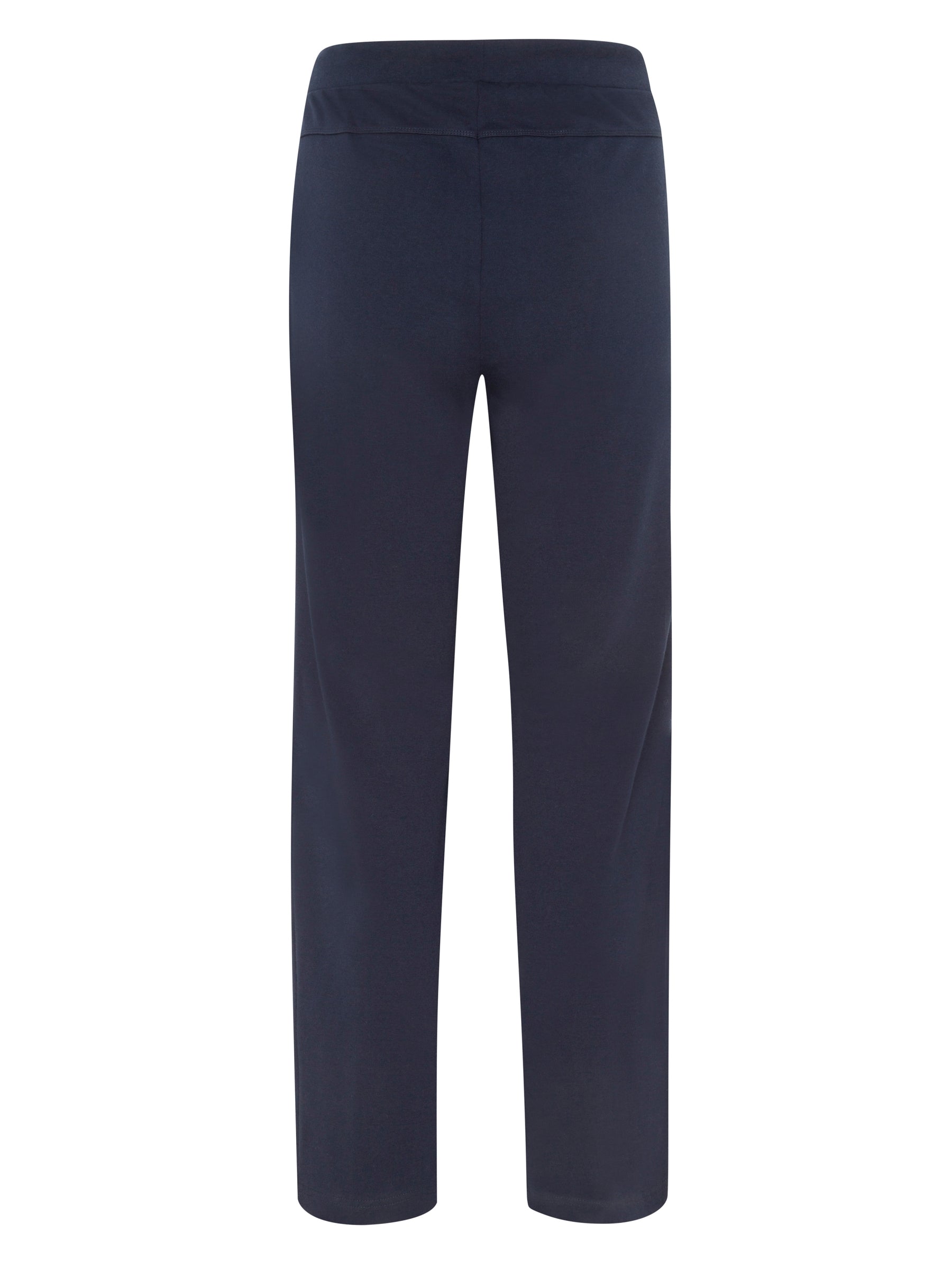 Dunkelblaue hoch taillierte joggpants sportiv stay fresh aus glattem dehnbarem stoff mit subtilen nahtdetails von hajo mode