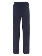 Dunkelblaue hoch taillierte joggpants sportiv stay fresh aus glattem dehnbarem stoff mit subtilen nahtdetails von hajo mode