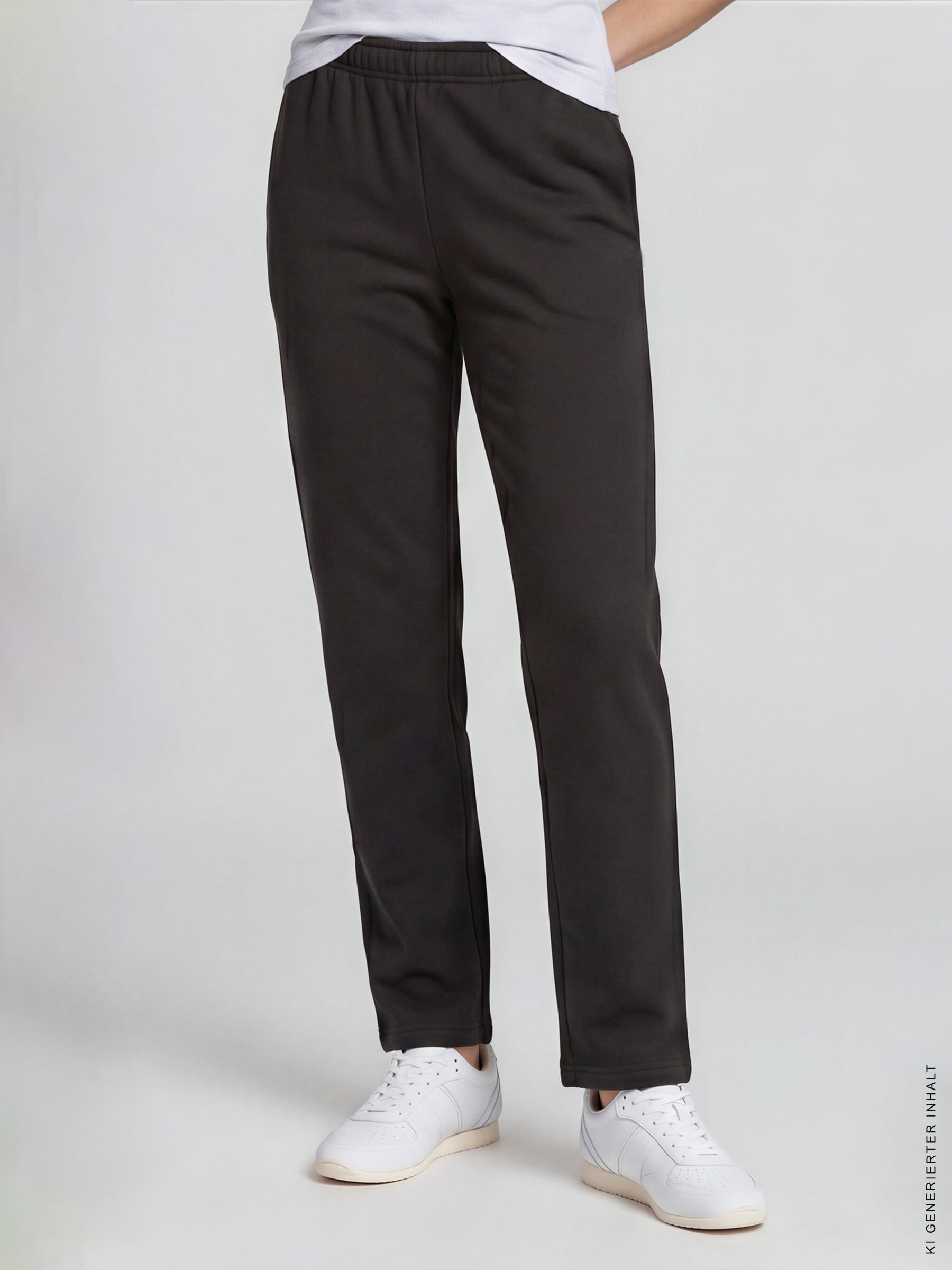 Damen sweathose stay fresh mit elastischem bund in schwarz aus glattem stoff für slim-fit komfort