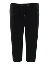 Schwarze 3/4-hose interlock stay fresh® aus weichem material mit tunnelzugbund und seitentaschen