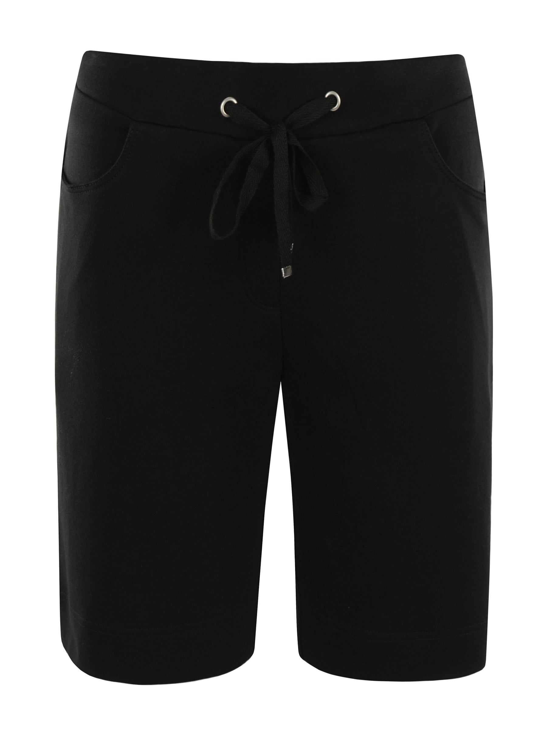 Schwarze bermuda interlock stay fresh® shorts mit glattem, schlankem stoff und dezenten seitentaschen