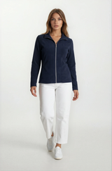 Mikrofleece Jacke navyblau: Reißverschlussjacke mit Rippstruktur