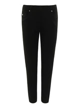 Schwarze slim-fit five-pocket hose bi-stretch mit dezenten silbernen knopfdetails an den taschen für die freude am leben