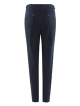 Navyblaue five-pocket hose bi-stretch mit geradem schnitt und silbernen nieten für die joy of life