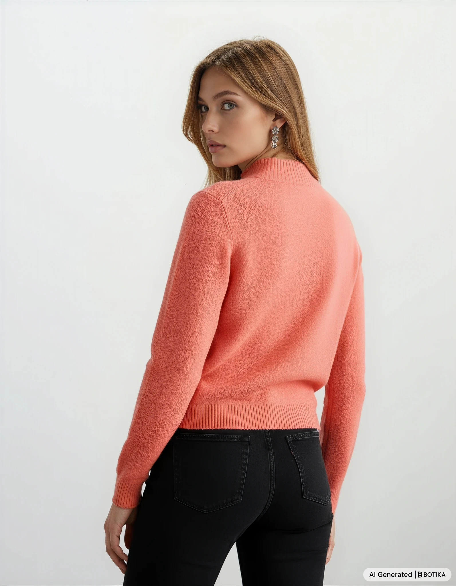 Pullover mit kleinem v ausschnitt in weichem materialmix coral mit ribbelkragen und kleinem v ausschnitt kostenloser versand