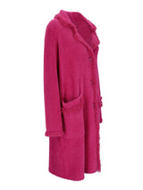 Magenta Strick-Cardigan mit Fransen-Details und Taschen.