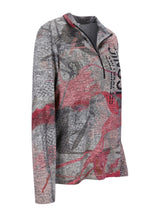 Grau-rosa Tarnmuster Viertel-Reißverschluss-Pulli mit ’310’’-Logo auf der Brust.