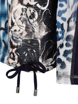 Blaue und weiße Tie-Dye-Boardshorts mit Kordelbund