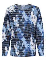 Blau-weiße Tie-Dye-Langarmshirt mit entspannter Passform.