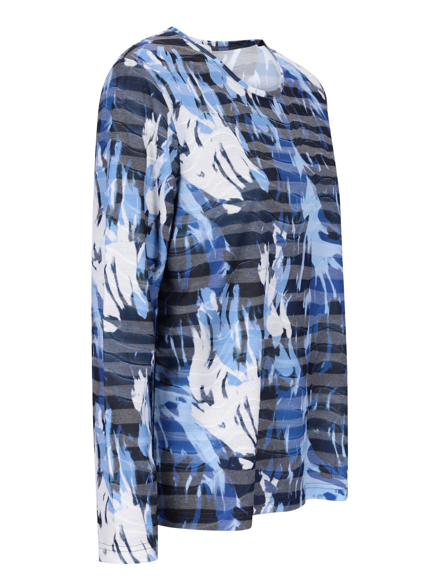 Blau-weiß gestreiftes Tie-Dye Langarmshirt mit entspannter Passform.