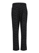 Schwarze Leopardmuster-Cropped-Hosen mit hohem Bund und geradem Bein.