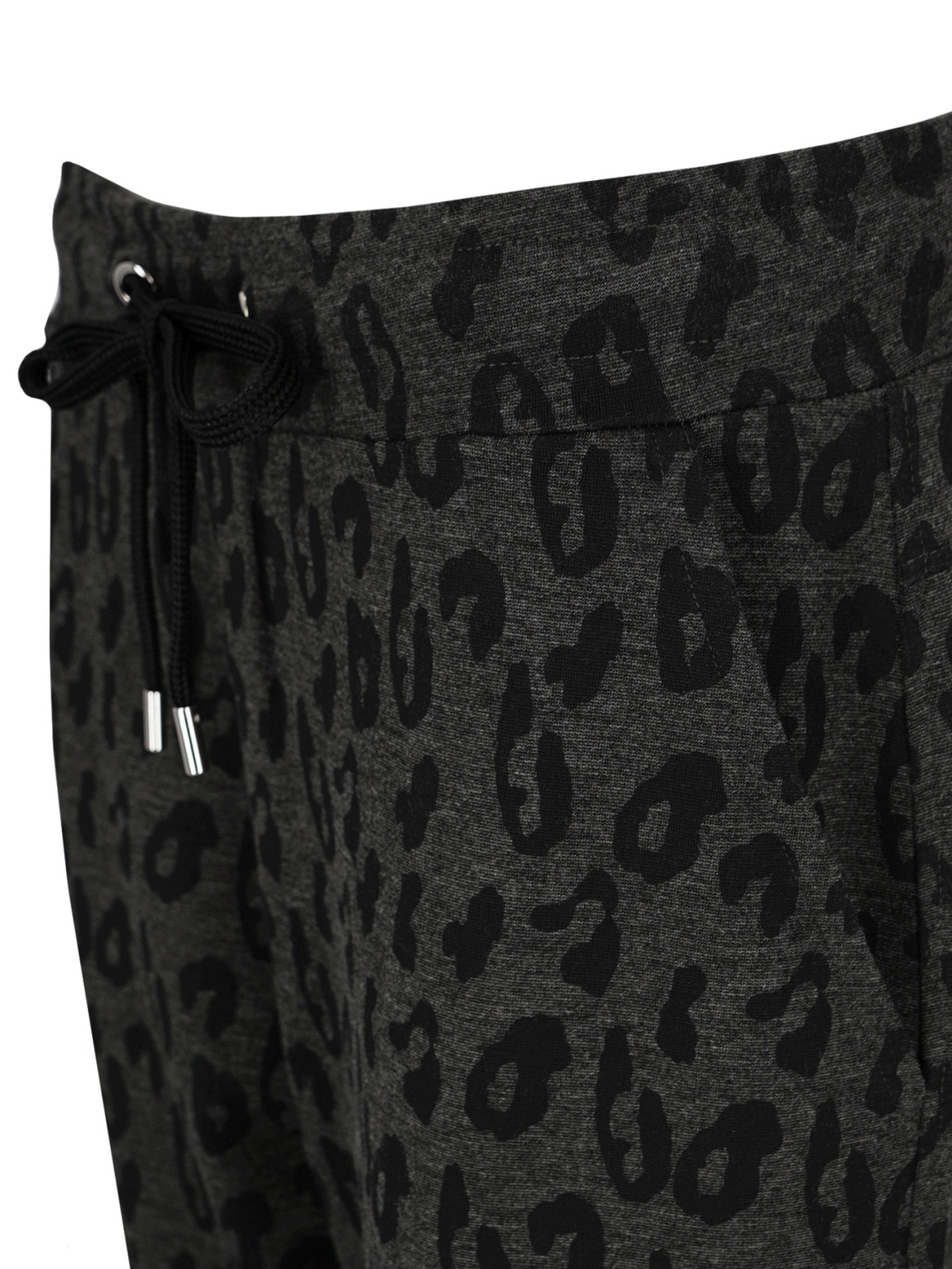 Leopardenmuster-Joggerhosen mit Kordelbund und Taschen, schwarz