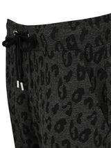 Leopardenmuster-Joggerhosen mit Kordelbund und Taschen, schwarz