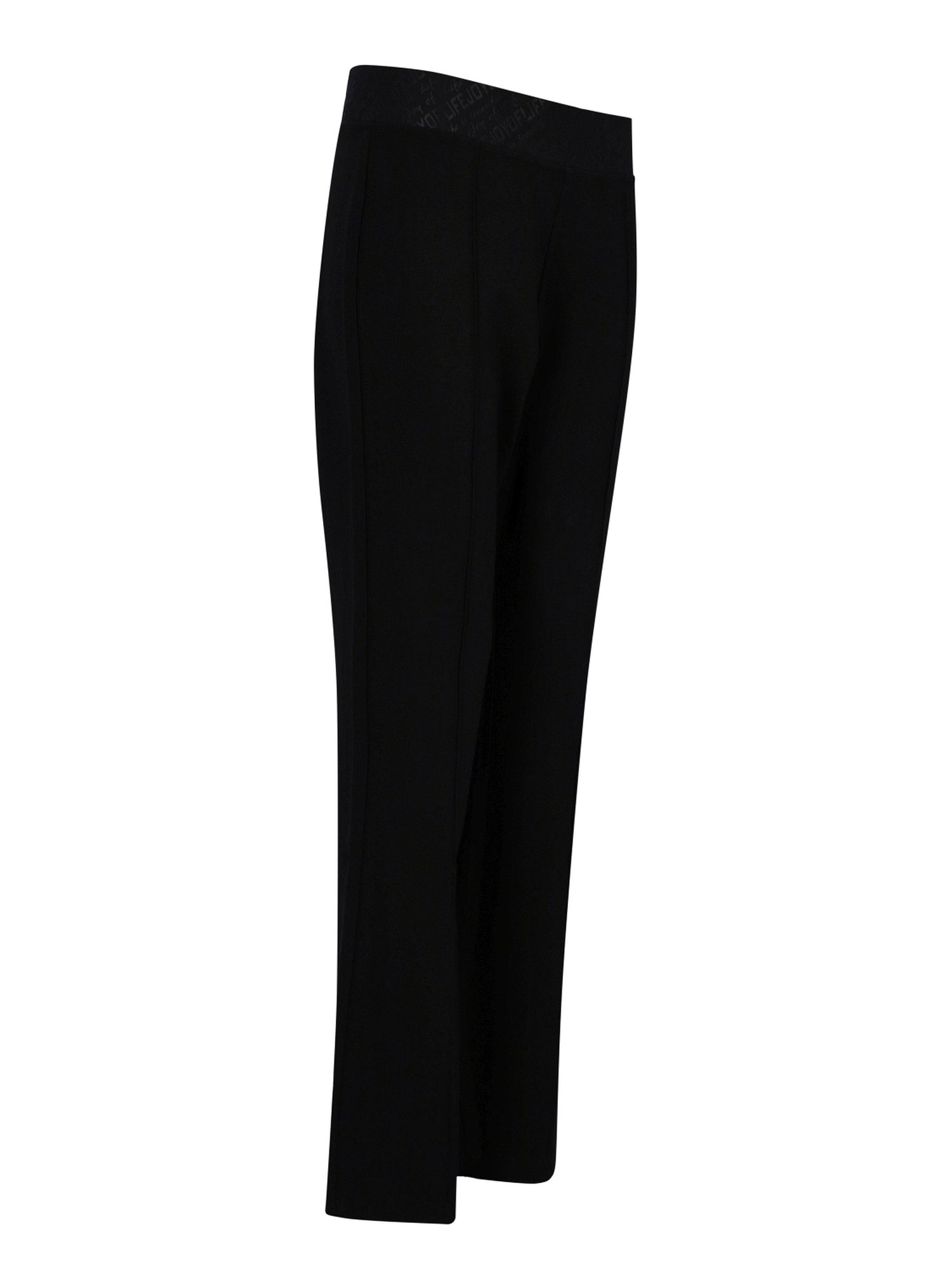 Schwarze Stretch-Hosen mit hohem Bund und geradem Beinschnitt.