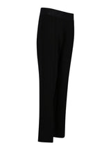 Schwarze Stretch-Hosen mit hohem Bund und geradem Beinschnitt.