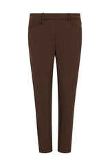 Braune hose scuba mit schlankem geradem schnitt und subtilen nahtdetails von hajo mode