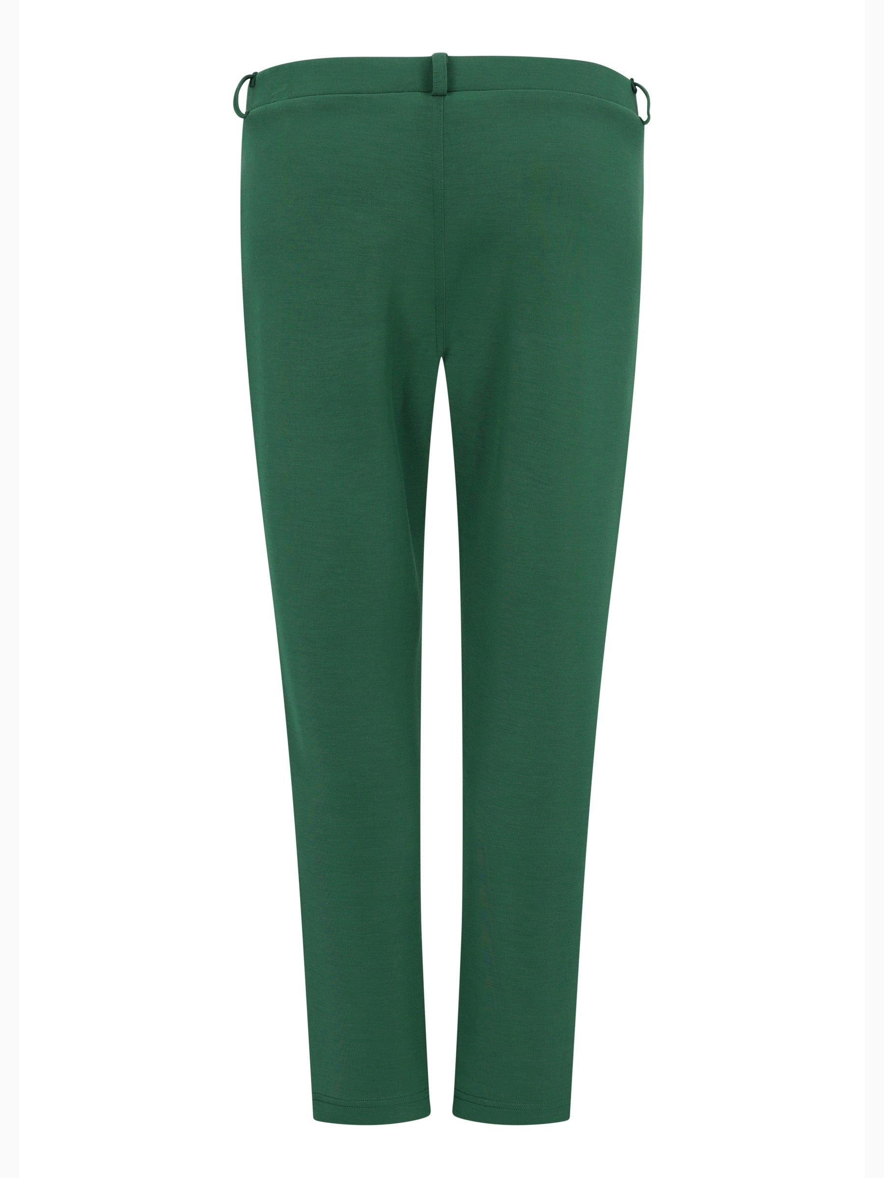 Dunkelgrüne slim-fit hose scuba mit elegantem stoff und dezenten gürtelschlaufen von hajo mode