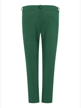Dunkelgrüne slim-fit hose scuba mit elegantem stoff und dezenten gürtelschlaufen von hajo mode