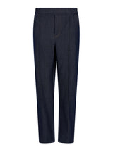 Marineblaue Herren-Anzughosen mit dezentem Plissendesign und elastischem Bund.