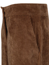 Braune Cordhose mit texturiertem Muster und elastischem Bund