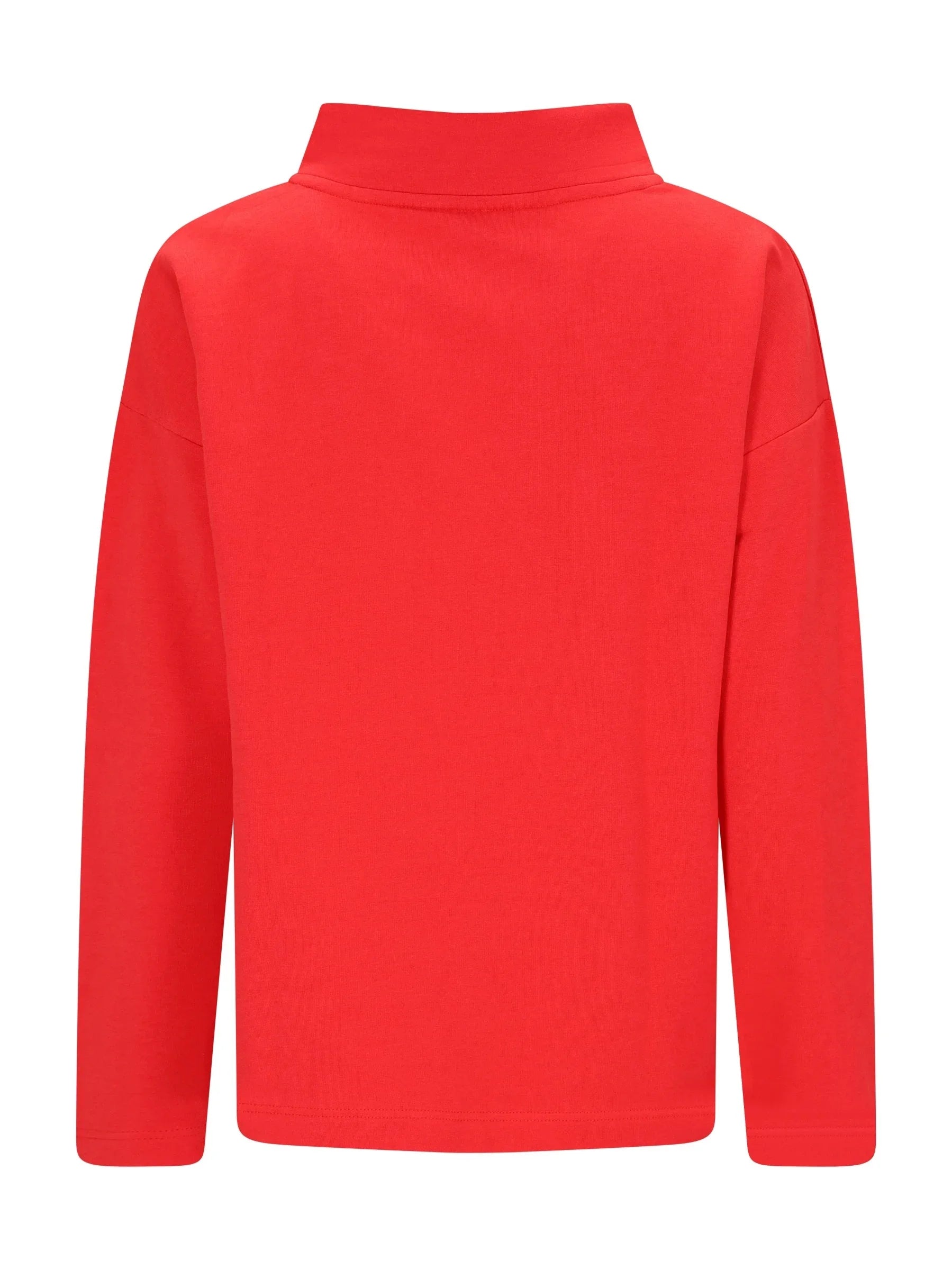 Heller roter Langarm-Rollkragenpullover Sweatshirt 1/1 Arm, glatte Oberfläche