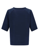 Marineblaues kurzärmliges Sweatshirt mit Raglanärmeln und Bündchen