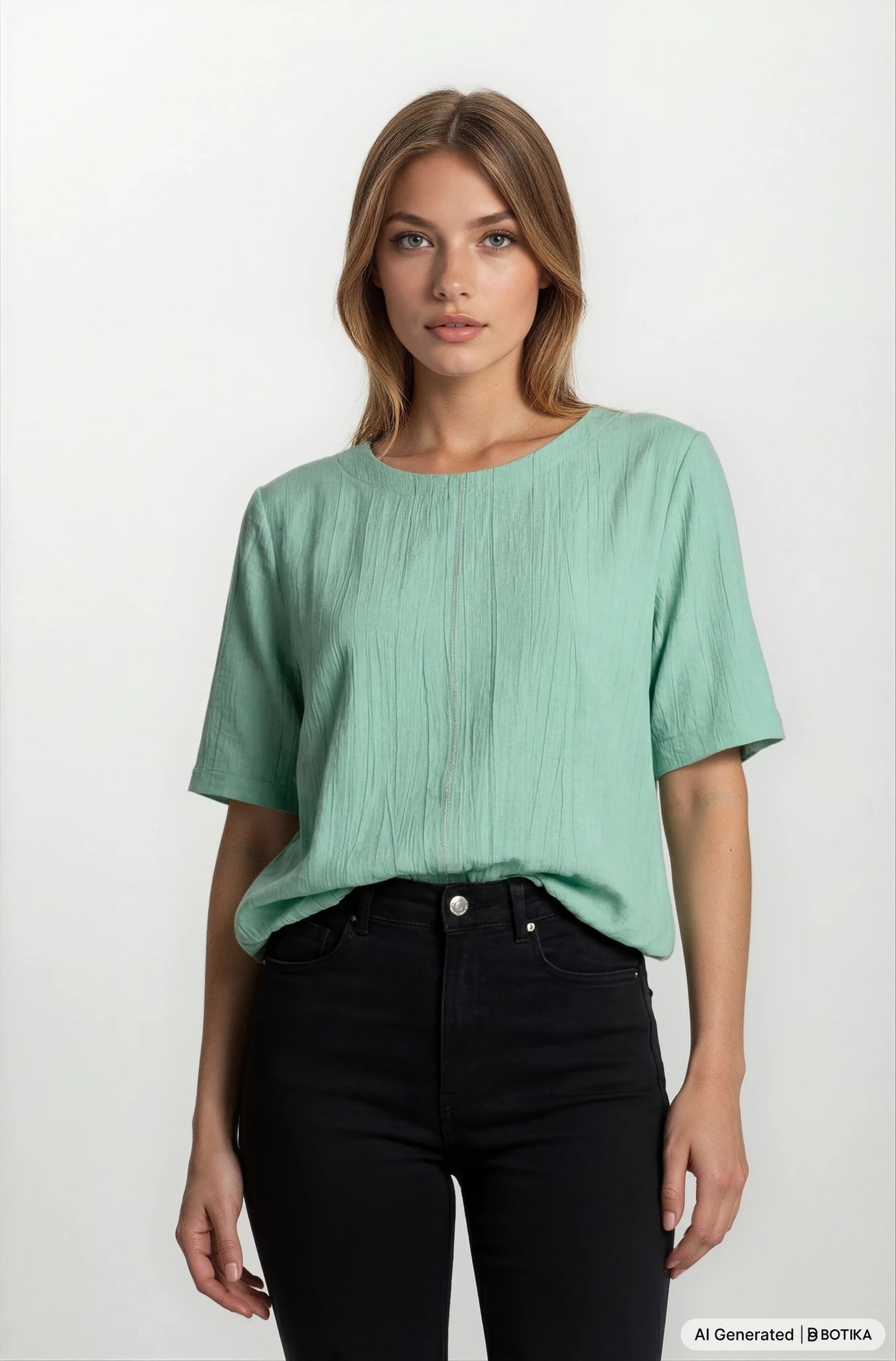 Shirtbluse Struktur Leinenoptik