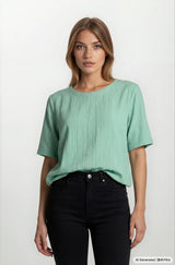 Shirtbluse Struktur Leinenoptik