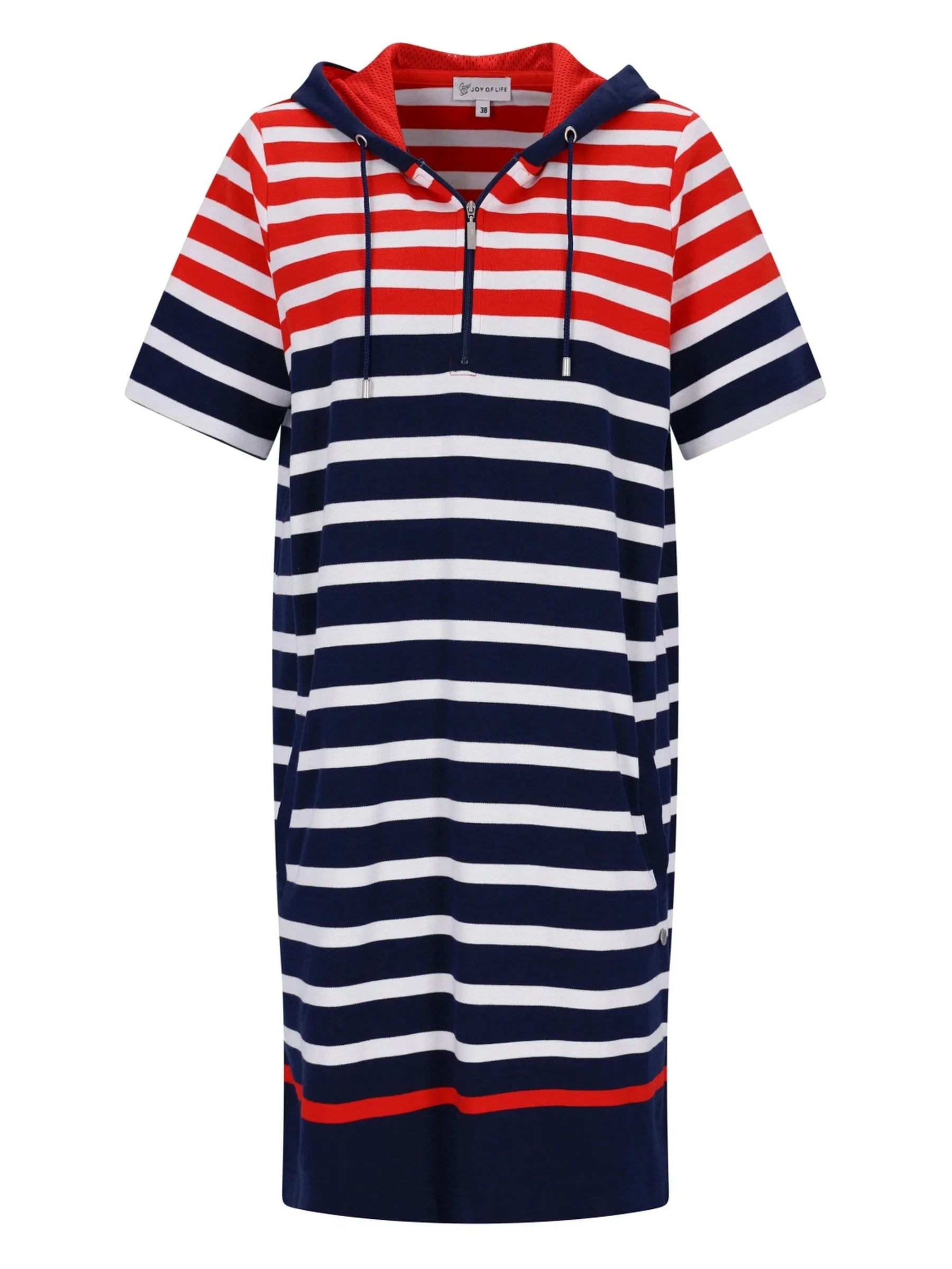 Sweatkleid mit Kapuze stay fresh® navy-weiß gestreift mit roten Akzenten