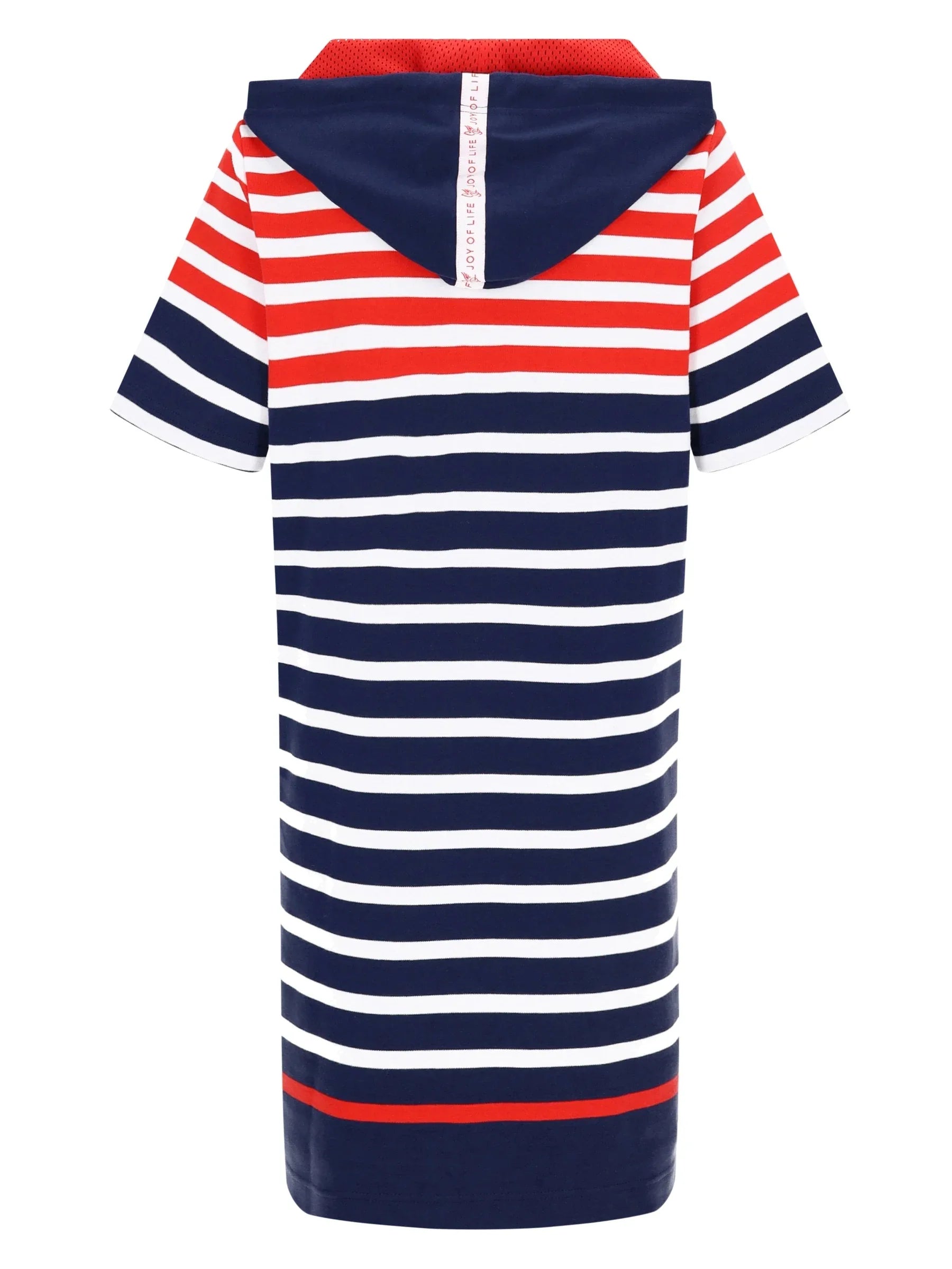 Sweatkleid mit Kapuze stay fresh® navyblau-rot gestreift mit weißem Streifen
