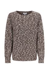 Pullover bouclé glanz ein gemütlicher langärmliger strickpullover in meliertem braun und creme mit grober textur