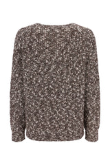 Pullover bouclé glanz langärmliger pullover mit strukturiertem strickmuster in braun und cremefarben