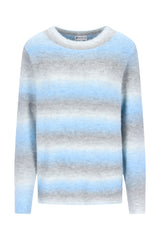 Pullover degradé streifen weicher, flauschiger pullover mit horizontalen streifen in hellblau und grau