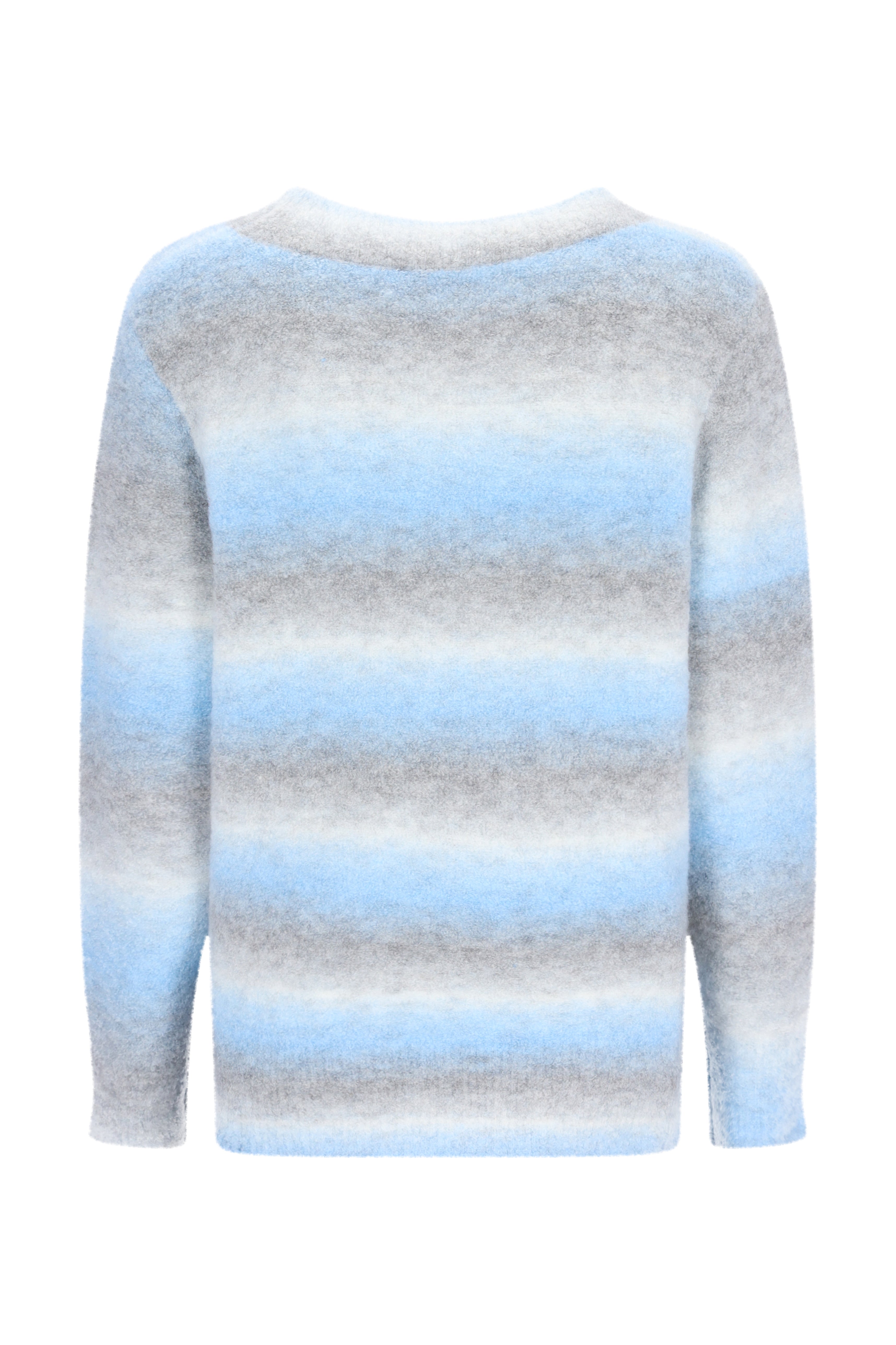 Pullover degradé streifen weich und flauschig mit horizontal verlaufenden streifen in hellblau und grau