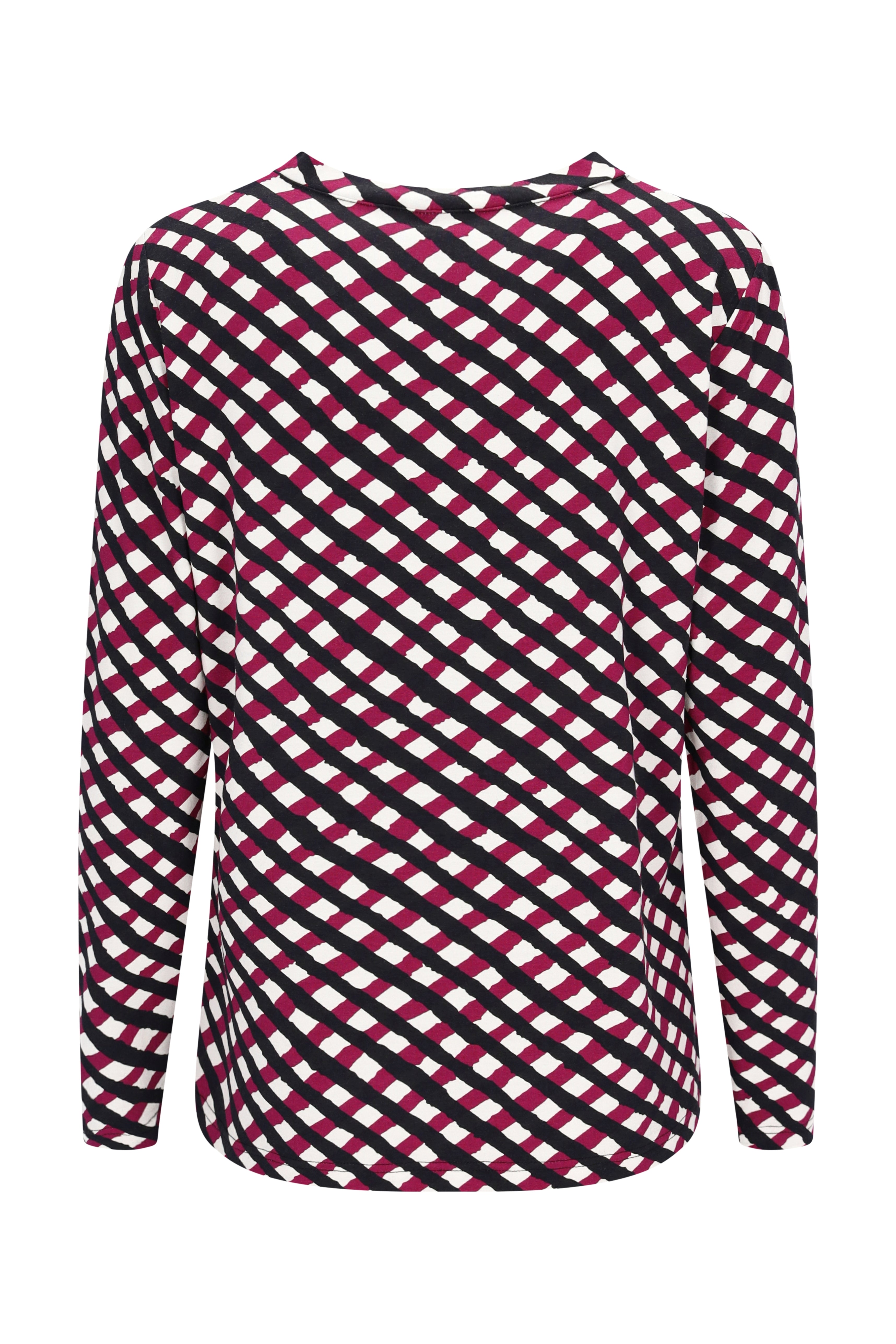 Shirt mit karoprint langarmshirt mit auffälligem diagonalmuster in magenta schwarz und weiß