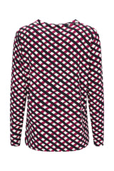 Shirt mit karoprint langarmshirt mit auffälligem diagonalmuster in magenta schwarz und weiß