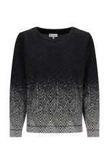 Schwarzer und weißer strickshirt soft touch mit zigzag-muster und funkelnden silbernen chevron-verzierungen