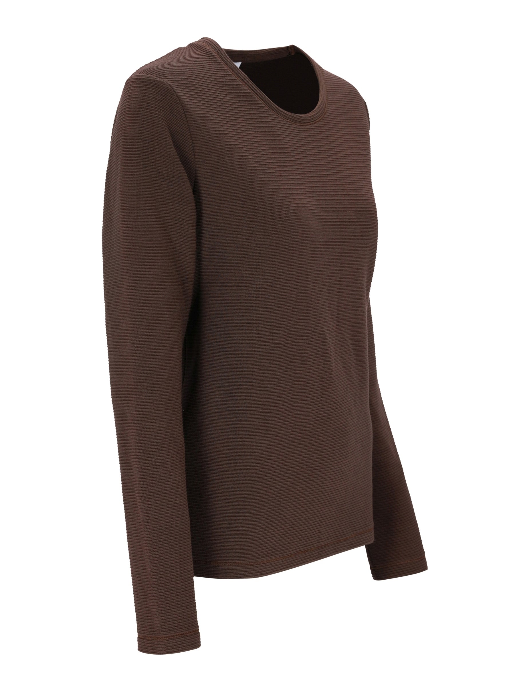 Brown geripptes langarmshirt mit rundhalsausschnitt aus strukturierter stoffqualität