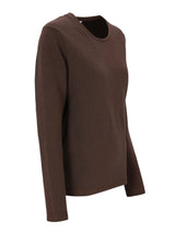 Brown geripptes langarmshirt mit rundhalsausschnitt aus strukturierter stoffqualität