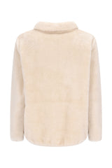 Creamfarbene teddy jacke aus weichem, plüschigem kunstpelz mit kuscheligem kragen
