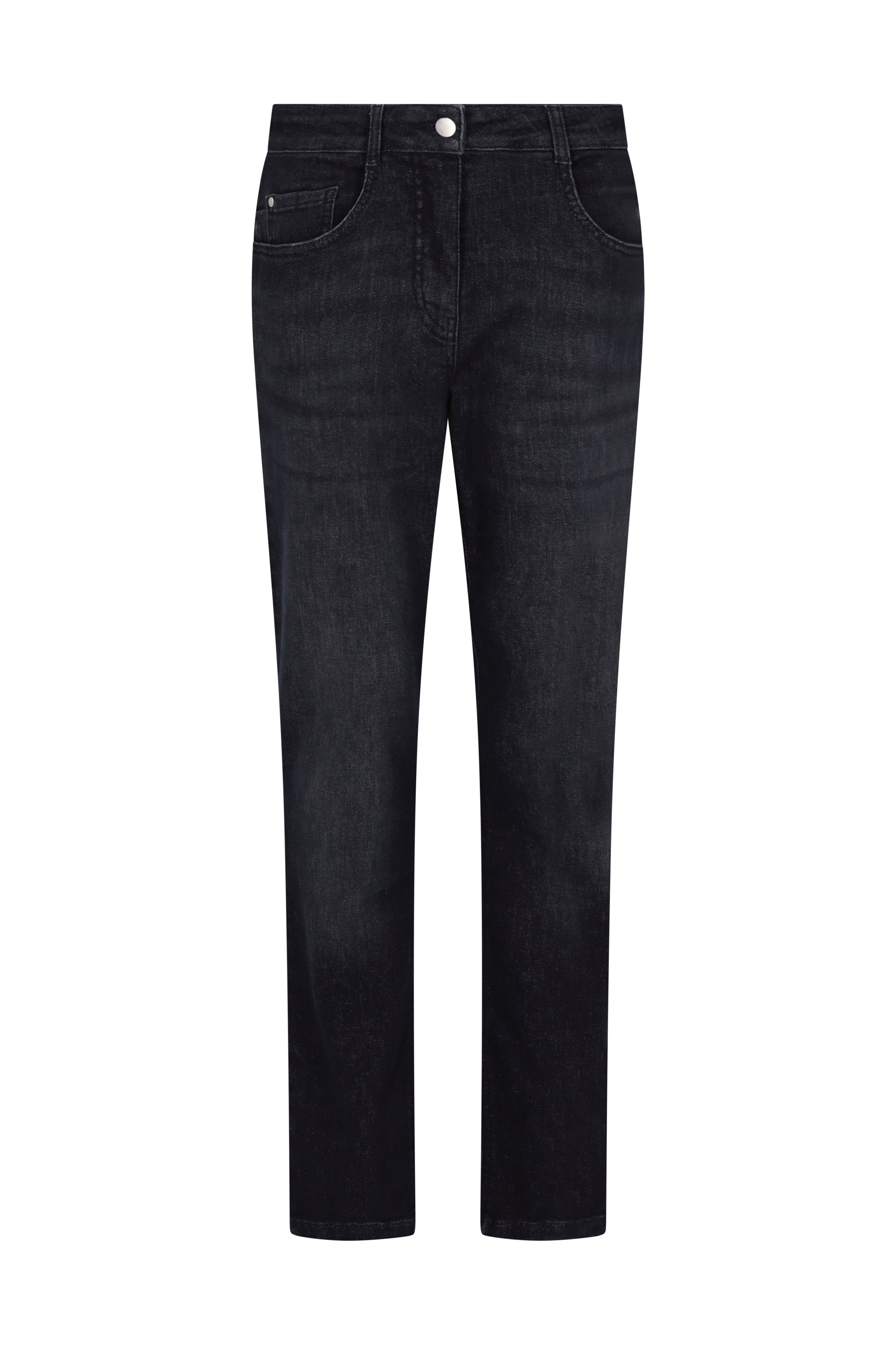 Schwarze jeans 5-pocket aus denim mit slim fit und dezentem verblassen an den oberschenkeln