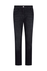 Schwarze jeans 5-pocket aus denim mit slim fit und dezentem verblassen an den oberschenkeln