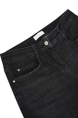 Schwarze jeans 5-pocket aus denim mit klassischem five-pocket-design und silberfarbenem knopf