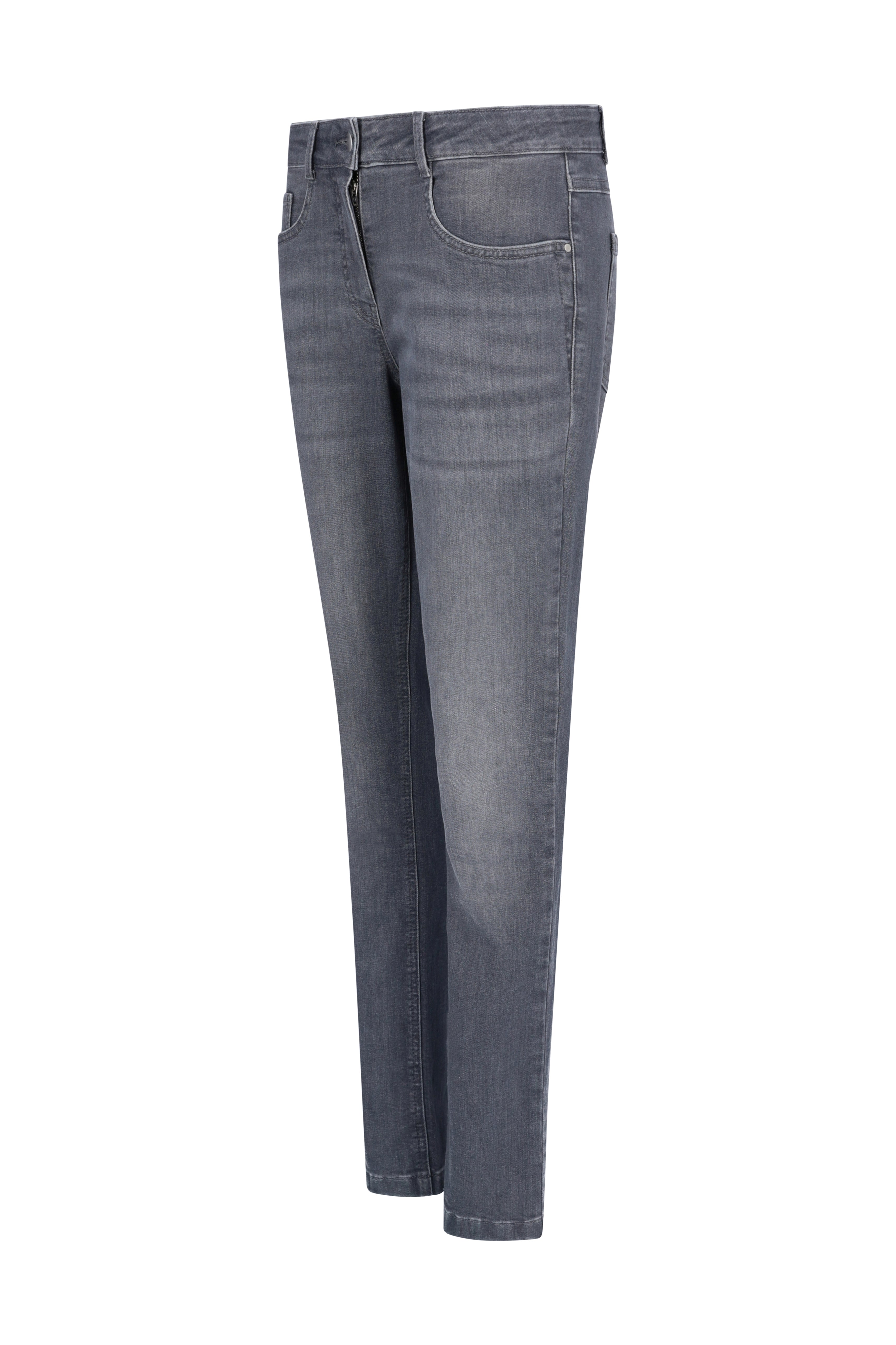 Dunkelgraue slim-fit jeans 5-pocket aus denim mit subtiler used-waschung und klassischem fünftaschen-design