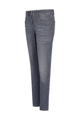 Dunkelgraue slim-fit jeans 5-pocket aus denim mit subtiler used-waschung und klassischem fünftaschen-design
