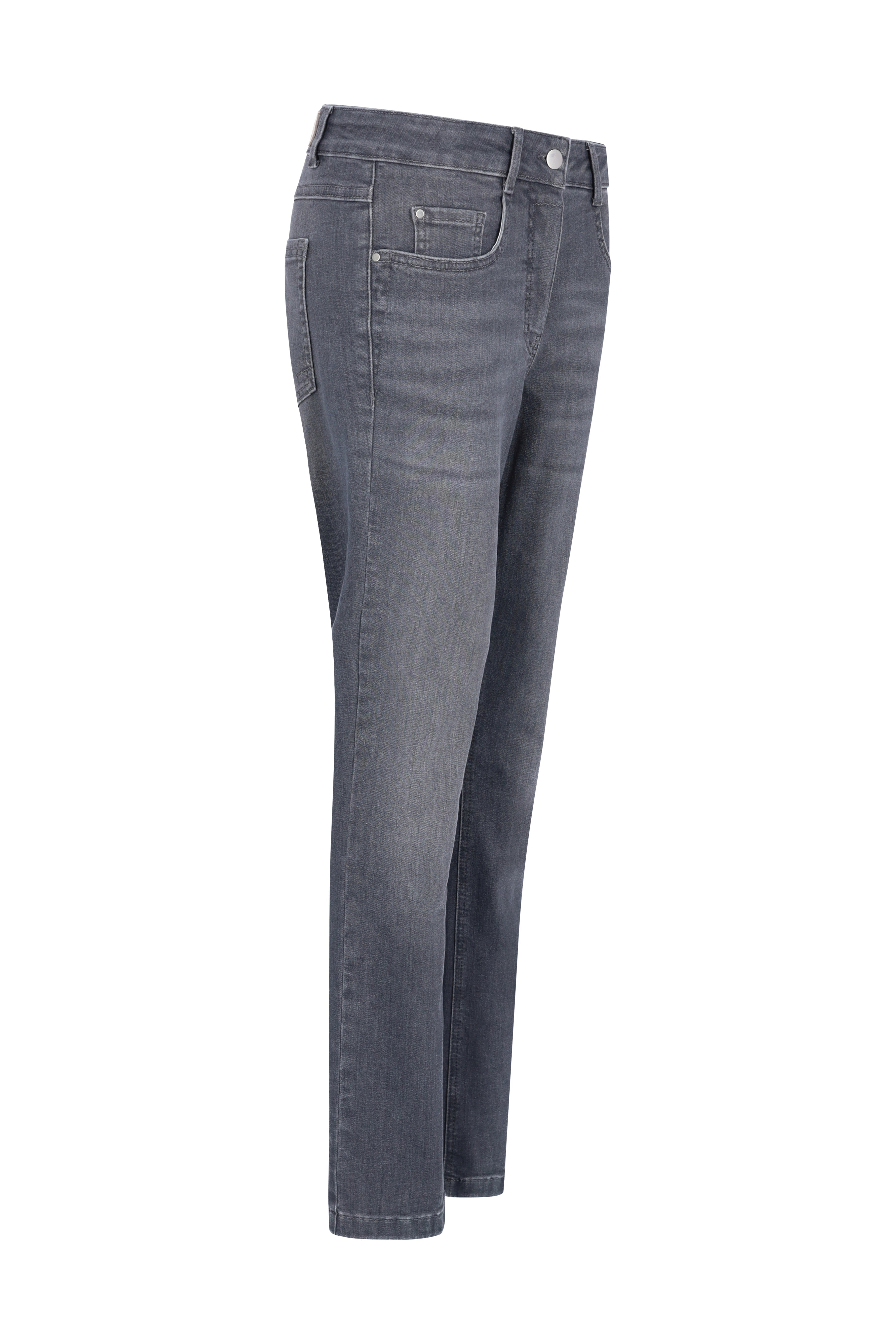 Dunkelgraue denim jeans 5-pocket mit geradem bein und klassischem fünf-taschen-design